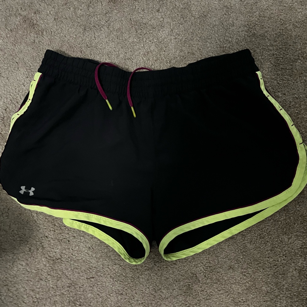 Under Armour Women's Black Shorts with Lime Trim